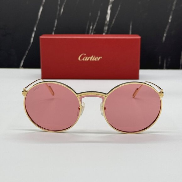 NEW  CARTIER CT0274S 003 CARTIER GOLD/RED TITANIUM WOMEN CARTIER SUNGLASSES - Picture 1 of 15